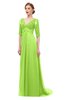 ColsBM Harper Sharp Green Bridesmaid Dresses Half Backless Elbow Length Sleeve Mature Sweep Train A-line V-neck