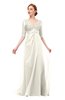 ColsBM Harper Whisper White Bridesmaid Dresses Half Backless Elbow Length Sleeve Mature Sweep Train A-line V-neck