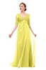 ColsBM Harper Yellow Iris Bridesmaid Dresses Half Backless Elbow Length Sleeve Mature Sweep Train A-line V-neck