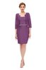 ColsBM Demi Argyle Purple Bridesmaid Dresses Knee Length Elegant Strapless Half Length Sleeve Sash Sheath