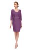 ColsBM Demi Argyle Purple Bridesmaid Dresses Knee Length Elegant Strapless Half Length Sleeve Sash Sheath