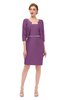 ColsBM Demi Argyle Purple Bridesmaid Dresses Knee Length Elegant Strapless Half Length Sleeve Sash Sheath