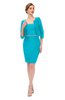 ColsBM Demi Blue Atoll Bridesmaid Dresses Knee Length Elegant Strapless Half Length Sleeve Sash Sheath