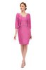 ColsBM Demi Carnation Pink Bridesmaid Dresses Knee Length Elegant Strapless Half Length Sleeve Sash Sheath
