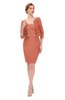 ColsBM Demi Crabapple Bridesmaid Dresses Knee Length Elegant Strapless Half Length Sleeve Sash Sheath