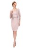 ColsBM Demi Crystal Pink Bridesmaid Dresses Knee Length Elegant Strapless Half Length Sleeve Sash Sheath