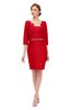 ColsBM Demi Fiery Red Bridesmaid Dresses Knee Length Elegant Strapless Half Length Sleeve Sash Sheath
