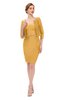 ColsBM Demi Golden Nugget Bridesmaid Dresses Knee Length Elegant Strapless Half Length Sleeve Sash Sheath