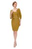 ColsBM Demi Harvest Gold Bridesmaid Dresses Knee Length Elegant Strapless Half Length Sleeve Sash Sheath