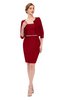 ColsBM Demi Haute Red Bridesmaid Dresses Knee Length Elegant Strapless Half Length Sleeve Sash Sheath