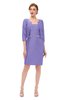 ColsBM Demi Lapis Purple Bridesmaid Dresses Knee Length Elegant Strapless Half Length Sleeve Sash Sheath