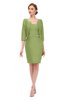 ColsBM Demi Leaf Green Bridesmaid Dresses Knee Length Elegant Strapless Half Length Sleeve Sash Sheath