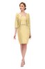ColsBM Demi Light Yellow Bridesmaid Dresses Knee Length Elegant Strapless Half Length Sleeve Sash Sheath