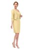 ColsBM Demi Light Yellow Bridesmaid Dresses Knee Length Elegant Strapless Half Length Sleeve Sash Sheath