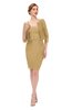 ColsBM Demi New Wheat Bridesmaid Dresses Knee Length Elegant Strapless Half Length Sleeve Sash Sheath