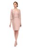 ColsBM Demi Pastel Pink Bridesmaid Dresses Knee Length Elegant Strapless Half Length Sleeve Sash Sheath
