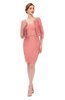 ColsBM Demi Peach Blossom Bridesmaid Dresses Knee Length Elegant Strapless Half Length Sleeve Sash Sheath