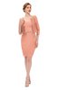 ColsBM Demi Salmon Bridesmaid Dresses Knee Length Elegant Strapless Half Length Sleeve Sash Sheath