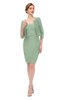ColsBM Demi Smoke Green Bridesmaid Dresses Knee Length Elegant Strapless Half Length Sleeve Sash Sheath