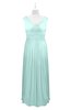 ColsBM Miya Blue Glass Plus Size Bridesmaid Dresses Mature Sleeveless V-neck Backless Floor Length Ruching