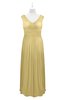 ColsBM Miya Gold Plus Size Bridesmaid Dresses Mature Sleeveless V-neck Backless Floor Length Ruching