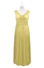 ColsBM Miya Misted Yellow Plus Size Bridesmaid Dresses Mature Sleeveless V-neck Backless Floor Length Ruching