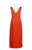 ColsBM Miya Persimmon Plus Size Bridesmaid Dresses Mature Sleeveless V-neck Backless Floor Length Ruching
