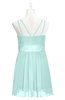 ColsBM Wilt Blue Glass Plus Size Bridesmaid Dresses Spaghetti Zipper Sleeveless Sash Mini Informal