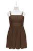 ColsBM Wilt Chocolate Brown Plus Size Bridesmaid Dresses Spaghetti Zipper Sleeveless Sash Mini Informal