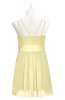 ColsBM Wilt Soft Yellow Plus Size Bridesmaid Dresses Spaghetti Zipper Sleeveless Sash Mini Informal