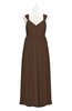 ColsBM Saniyah Chocolate Brown Plus Size Bridesmaid Dresses V-neck Floor Length Romantic Sleeveless Paillette Backless