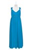 ColsBM Saniyah Cornflower Blue Plus Size Bridesmaid Dresses V-neck Floor Length Romantic Sleeveless Paillette Backless
