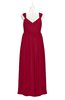 ColsBM Saniyah Dark Red Plus Size Bridesmaid Dresses V-neck Floor Length Romantic Sleeveless Paillette Backless