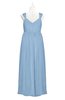 ColsBM Saniyah Dusty Blue Plus Size Bridesmaid Dresses V-neck Floor Length Romantic Sleeveless Paillette Backless
