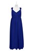ColsBM Saniyah Electric Blue Plus Size Bridesmaid Dresses V-neck Floor Length Romantic Sleeveless Paillette Backless