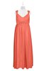 ColsBM Saniyah Fusion Coral Plus Size Bridesmaid Dresses V-neck Floor Length Romantic Sleeveless Paillette Backless