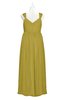 ColsBM Saniyah Golden Olive Plus Size Bridesmaid Dresses V-neck Floor Length Romantic Sleeveless Paillette Backless