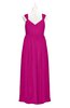 ColsBM Saniyah Hot Pink Plus Size Bridesmaid Dresses V-neck Floor Length Romantic Sleeveless Paillette Backless
