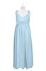 ColsBM Saniyah Ice Blue Plus Size Bridesmaid Dresses V-neck Floor Length Romantic Sleeveless Paillette Backless