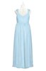 ColsBM Saniyah Ice Blue Plus Size Bridesmaid Dresses V-neck Floor Length Romantic Sleeveless Paillette Backless