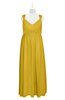 ColsBM Saniyah Lemon Curry Plus Size Bridesmaid Dresses V-neck Floor Length Romantic Sleeveless Paillette Backless