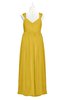 ColsBM Saniyah Lemon Curry Plus Size Bridesmaid Dresses V-neck Floor Length Romantic Sleeveless Paillette Backless