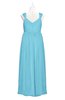 ColsBM Saniyah Light Blue Plus Size Bridesmaid Dresses V-neck Floor Length Romantic Sleeveless Paillette Backless