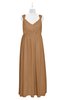 ColsBM Saniyah Light Brown Plus Size Bridesmaid Dresses V-neck Floor Length Romantic Sleeveless Paillette Backless