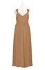 ColsBM Saniyah Light Brown Plus Size Bridesmaid Dresses V-neck Floor Length Romantic Sleeveless Paillette Backless