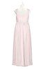 ColsBM Saniyah Light Pink Plus Size Bridesmaid Dresses V-neck Floor Length Romantic Sleeveless Paillette Backless