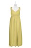 ColsBM Saniyah Misted Yellow Plus Size Bridesmaid Dresses V-neck Floor Length Romantic Sleeveless Paillette Backless
