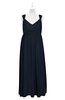 ColsBM Saniyah Navy Blue Plus Size Bridesmaid Dresses V-neck Floor Length Romantic Sleeveless Paillette Backless