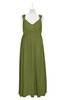 ColsBM Saniyah Olive Green Plus Size Bridesmaid Dresses V-neck Floor Length Romantic Sleeveless Paillette Backless
