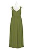 ColsBM Saniyah Olive Green Plus Size Bridesmaid Dresses V-neck Floor Length Romantic Sleeveless Paillette Backless
